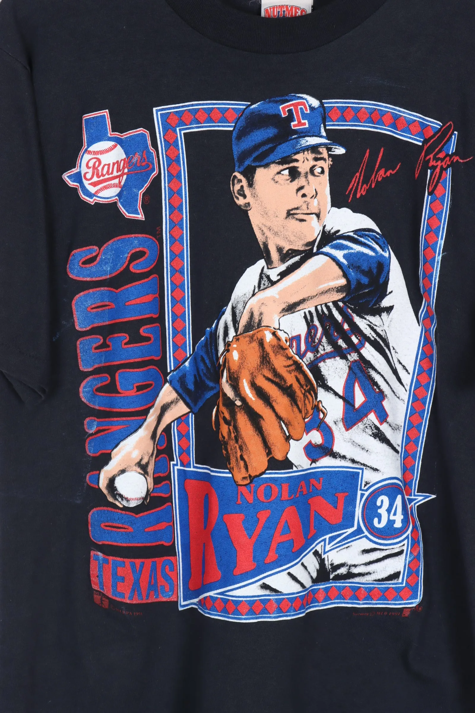 1991 Vintage NUTMEG Texas Rangers Nolan Ryan MLB Baseball Tee (M)