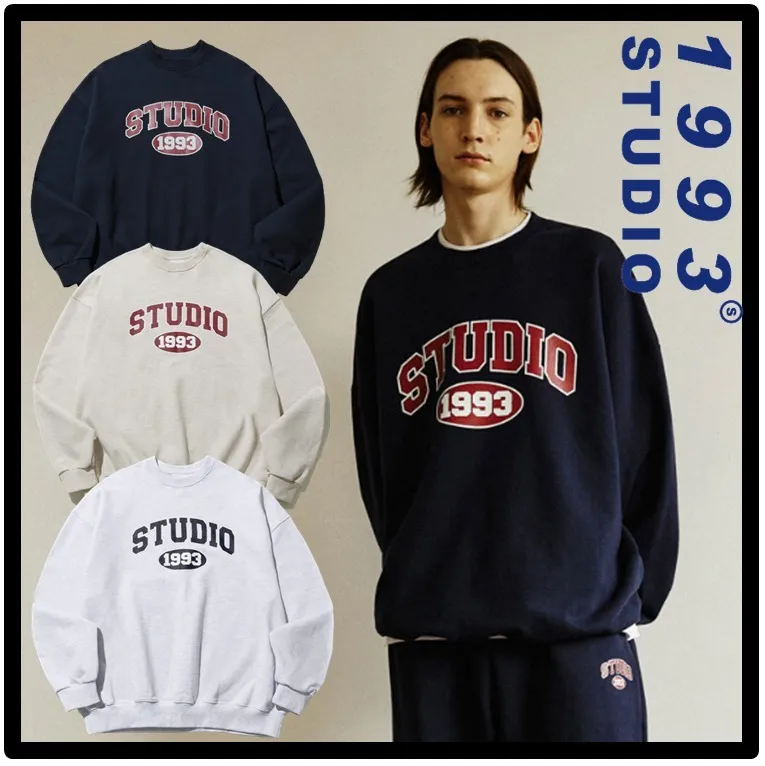 1993studio  |Unisex Street Style Logo Hoodies & Sweatshirts