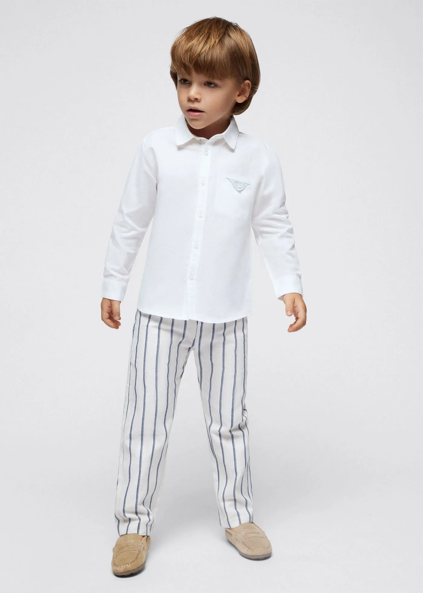 3541 - Striped pants for boys suit - Stone