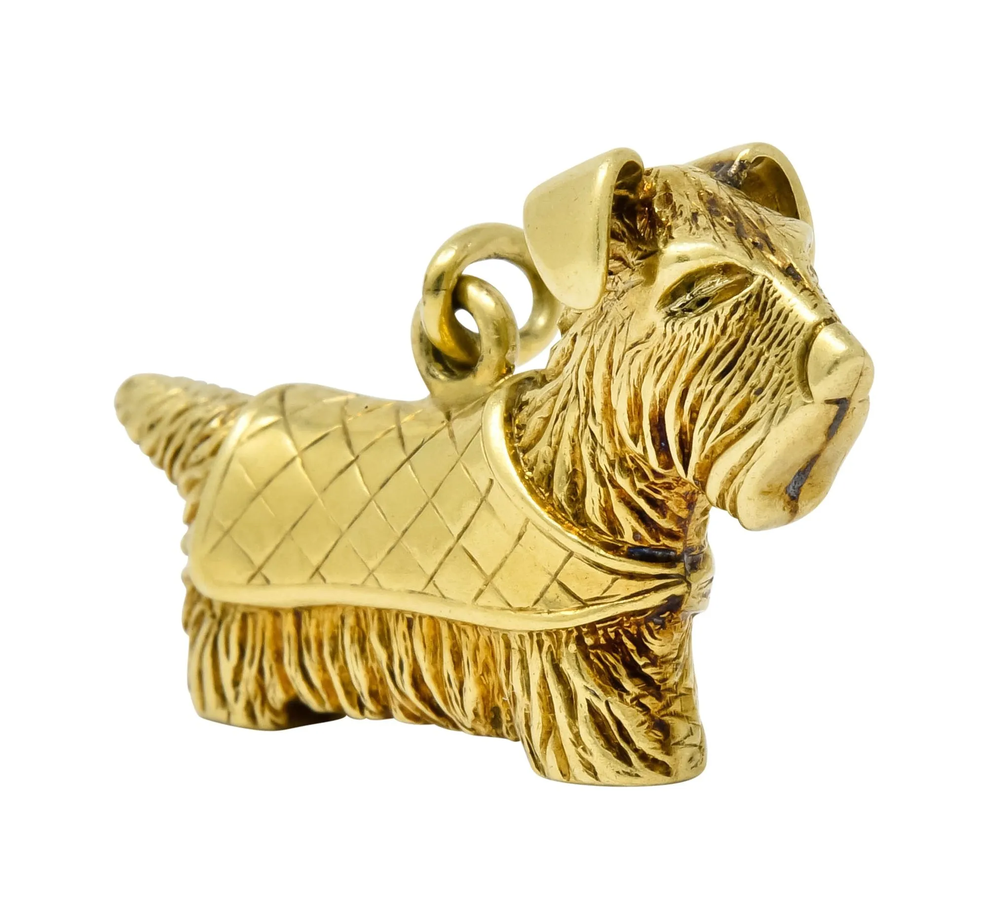 Adorable Art Nouveau 14 Karat Gold German Scottish Terrier Dog Charm