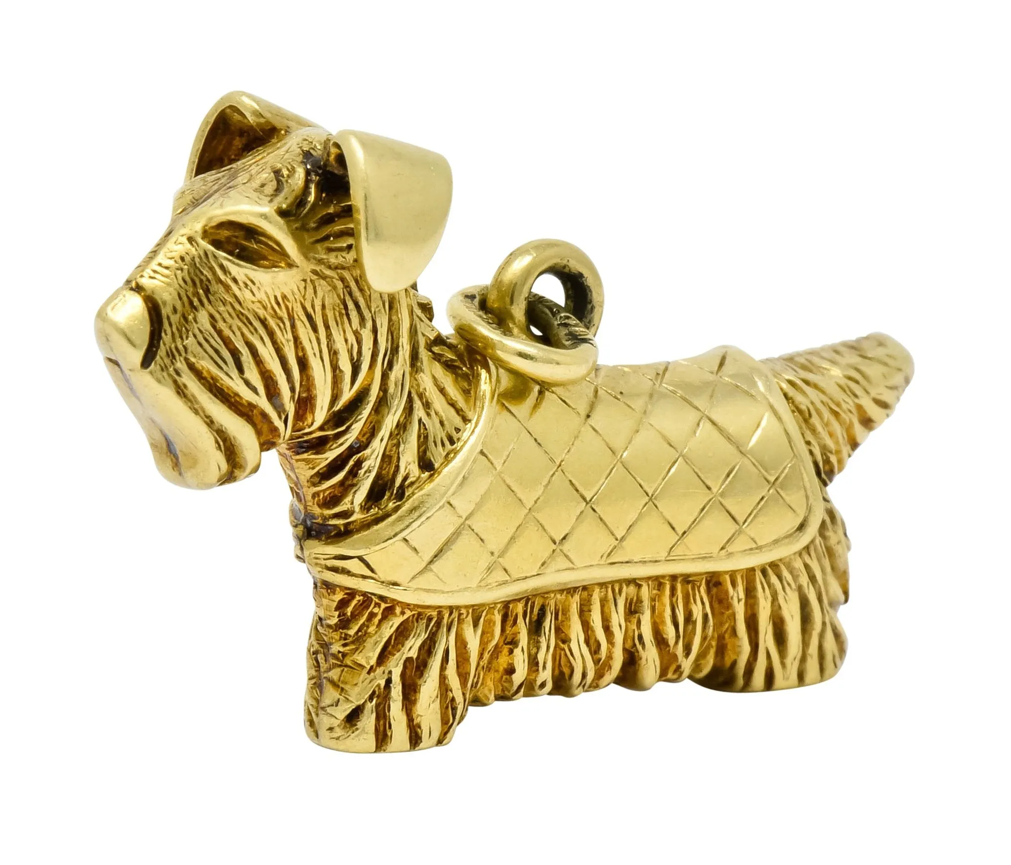 Adorable Art Nouveau 14 Karat Gold German Scottish Terrier Dog Charm