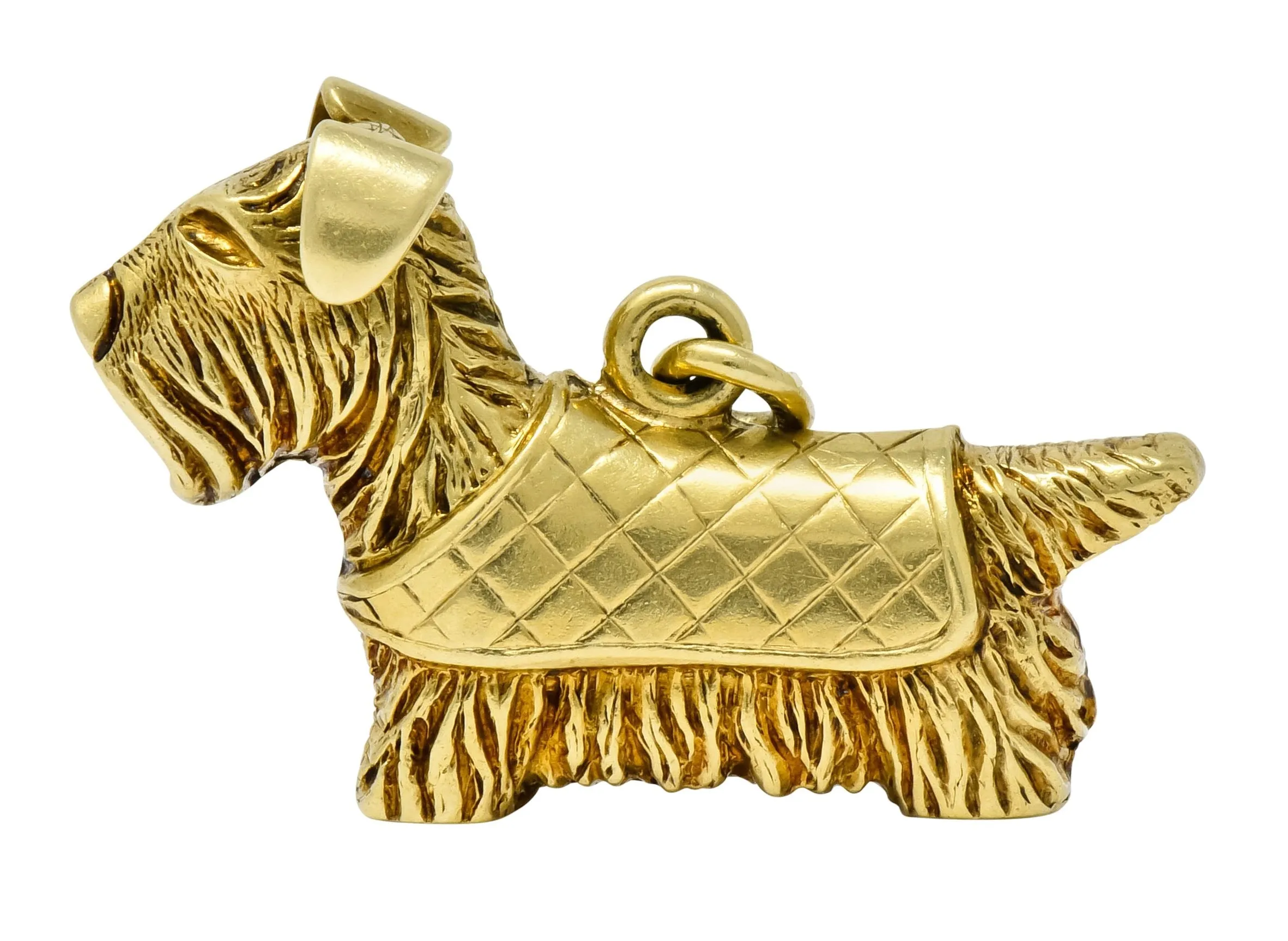 Adorable Art Nouveau 14 Karat Gold German Scottish Terrier Dog Charm