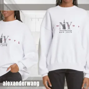 Alexander Wang  |Crew Neck Long Sleeves Plain Oversized Hoodies & Sweatshirts