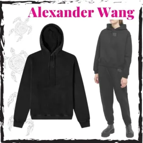 Alexander Wang  |Long Sleeves Plain Cotton Logo Hoodies & Sweatshirts