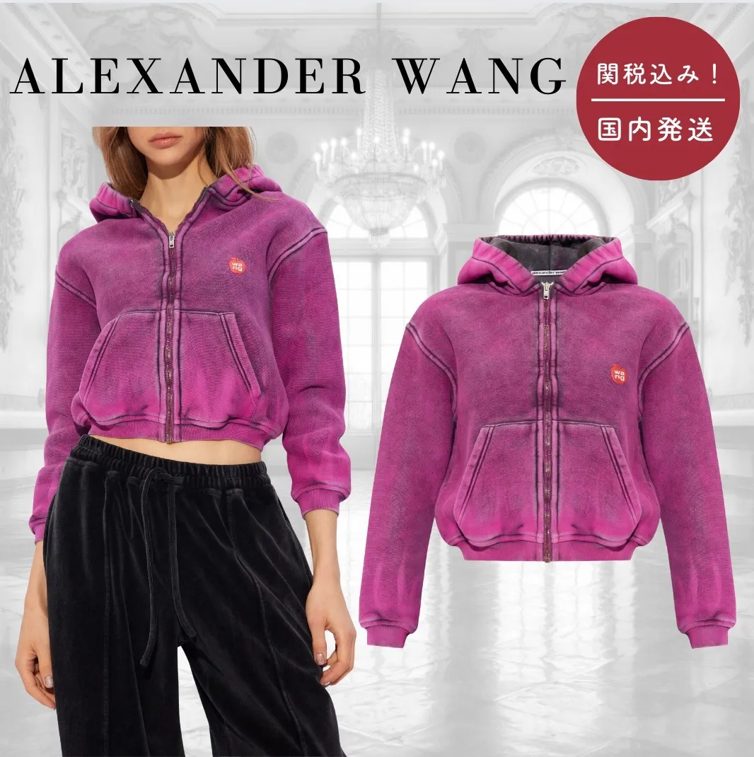 Alexander Wang  |Street Style Long Sleeves Cotton Logo Hoodies & Sweatshirts