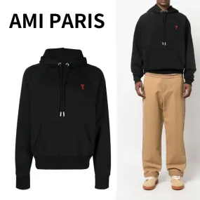 AMI PARIS  |Street Style Long Sleeves Logo Hoodies & Sweatshirts