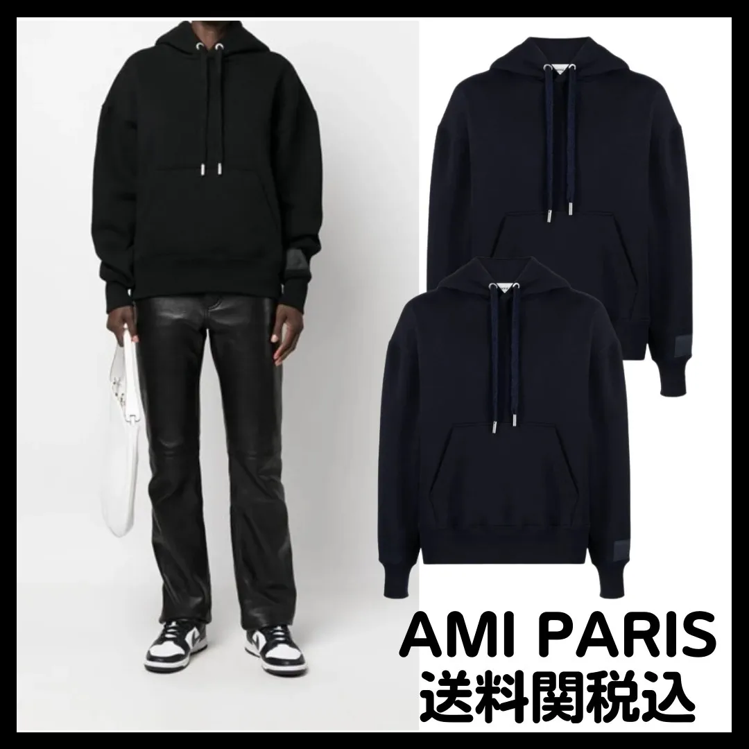 AMI PARIS  |Unisex Long Sleeves Plain Hoodies & Sweatshirts