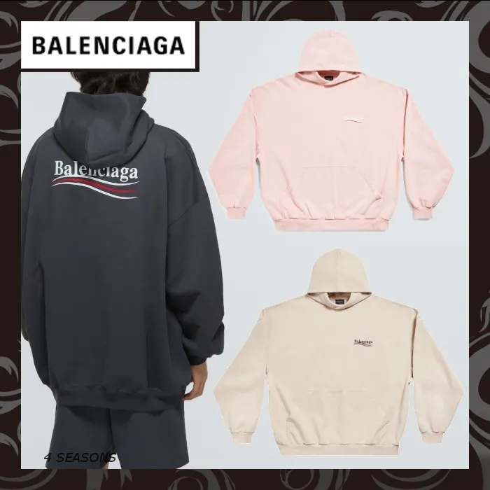 BALENCIAGA  |Long Sleeves Cotton Logo Luxury Hoodies