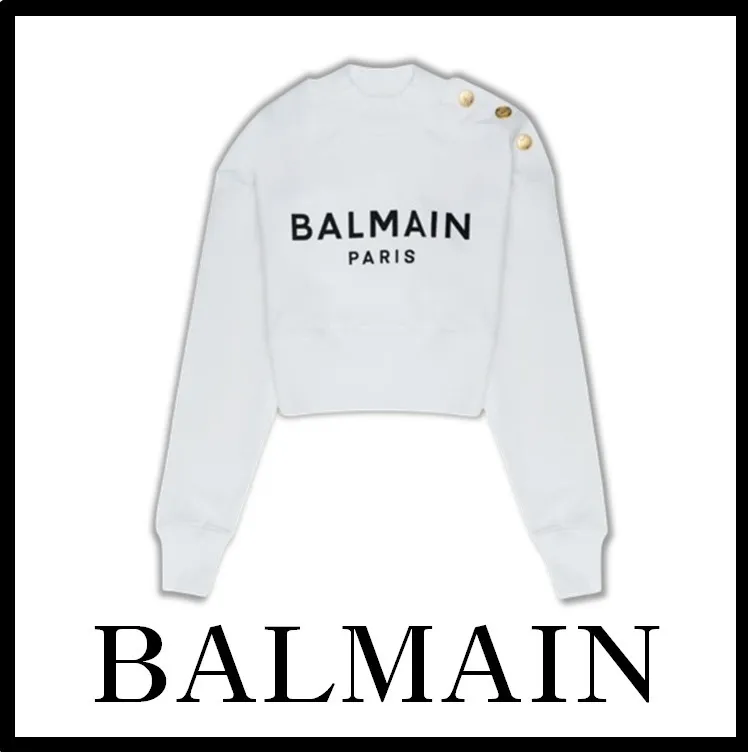 BALMAIN  |Street Style Logo Hoodies & Sweatshirts