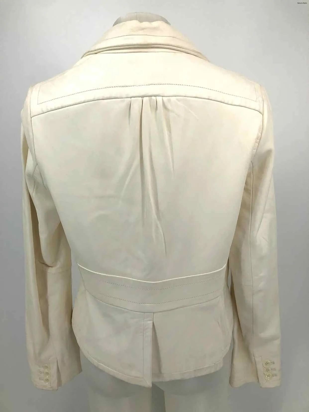 BANANA REPUBLIC Beige Leather Blazer Women Size LARGE  (L) Jacket