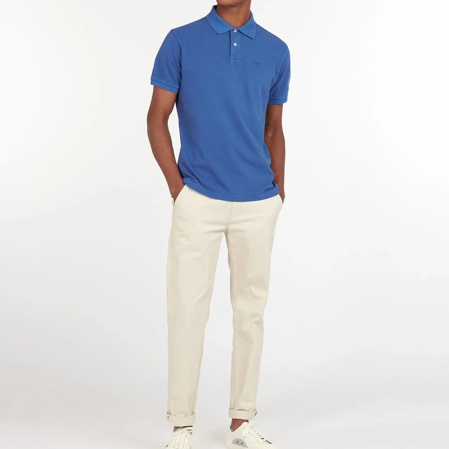 Barbour Men's Washed-Out Sports Polo Shirt in Marine Blue