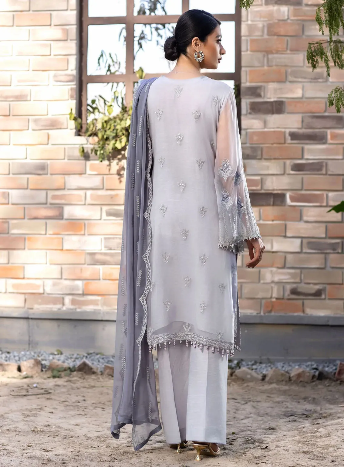 Best Of Flossie Luxury Embroidered Chiffon 3 Piece Unstitched Suit FS24KK D-1106