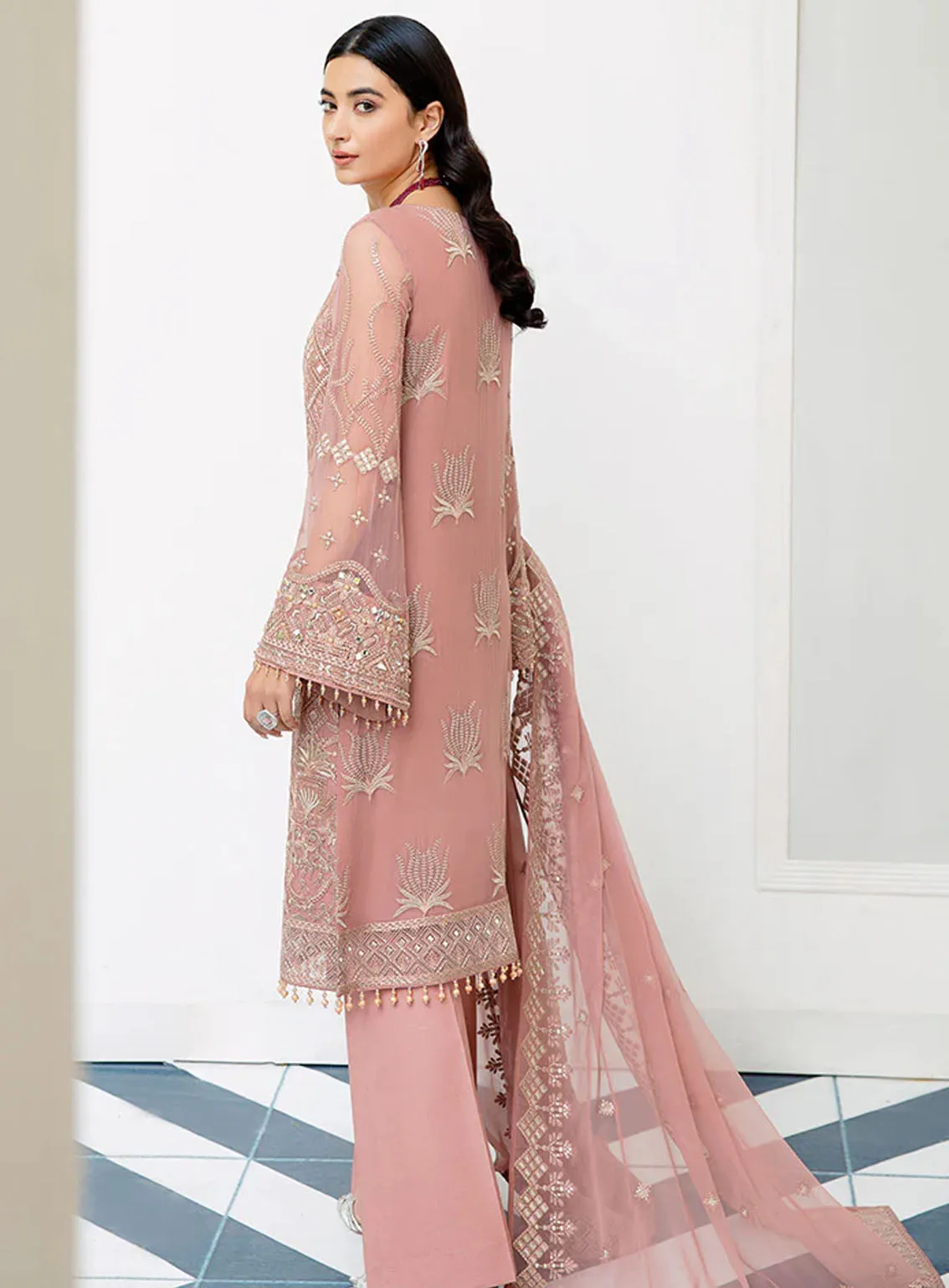 Best Of Flossie Luxury Embroidered Chiffon 3 Piece Unstitched Suit FS24SLC D-1101