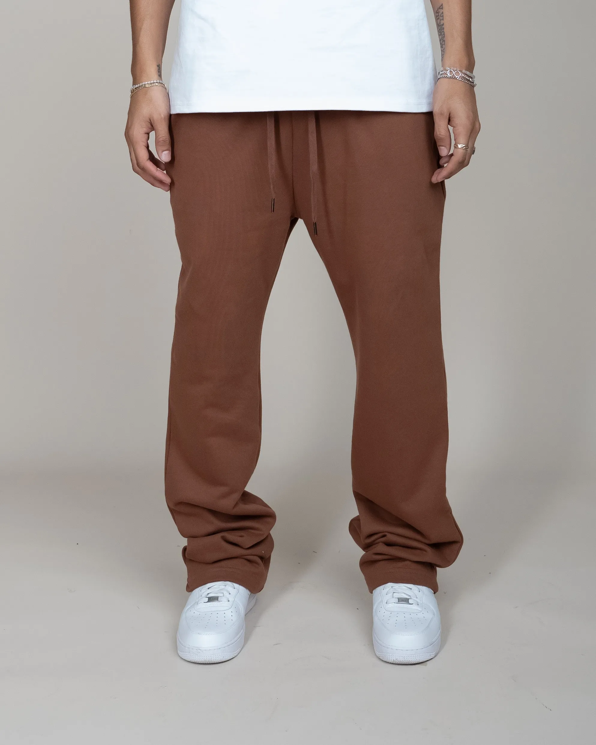 BIG N TALL PERFECT FLARE SWEATPANTS-BROWN