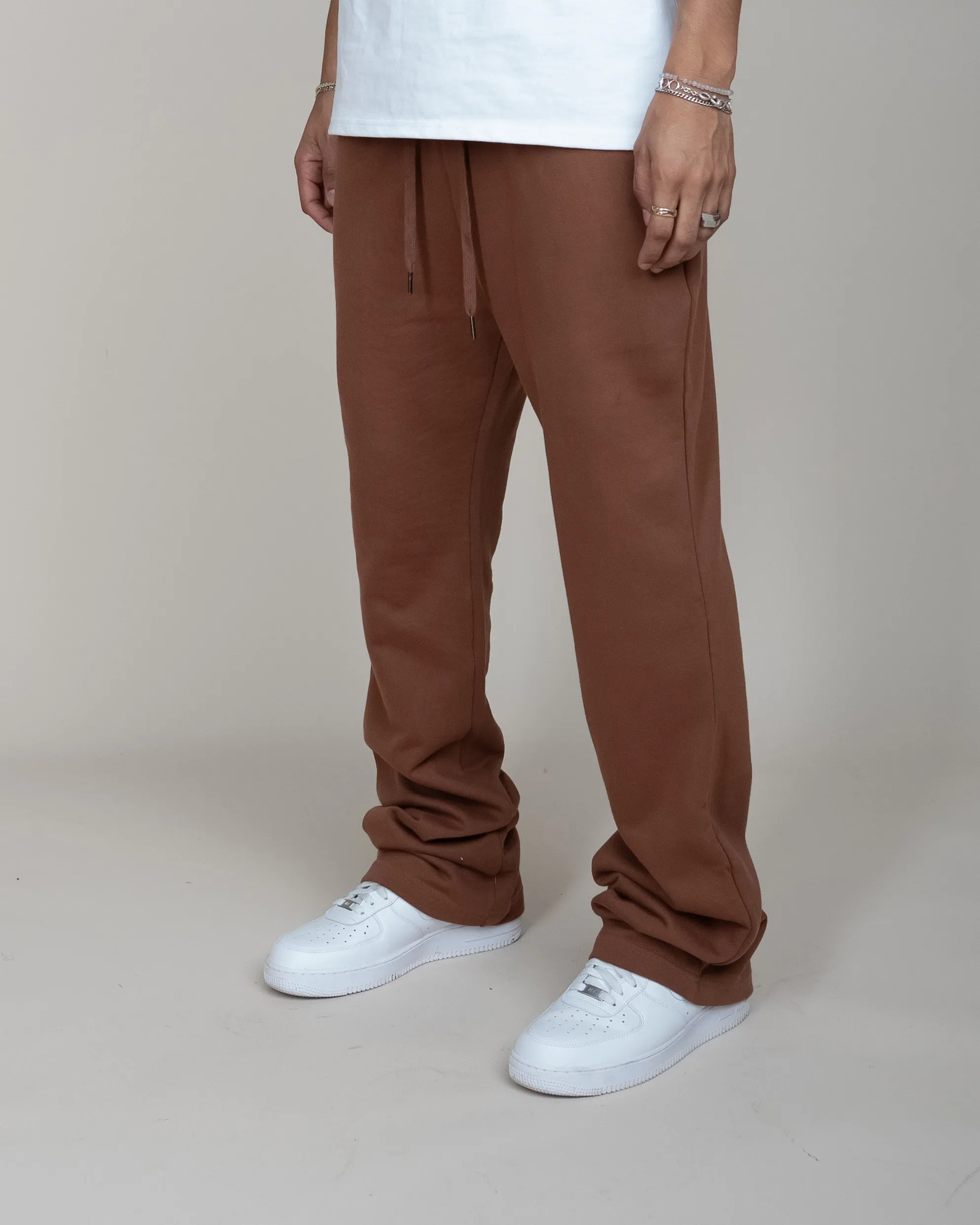 BIG N TALL PERFECT FLARE SWEATPANTS-BROWN