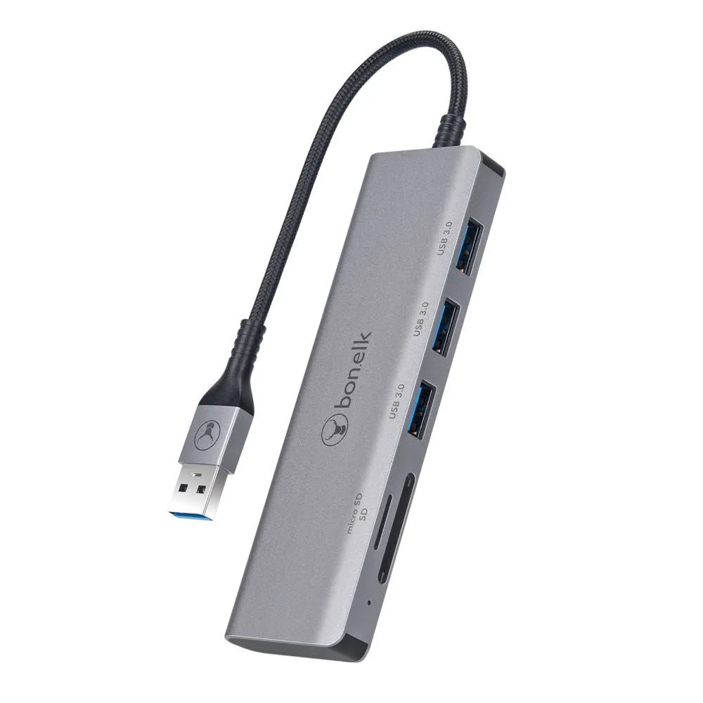 Bonelk Long-Life USB-A to 3 Port USB 3.0 + SD/Micro SD Reader