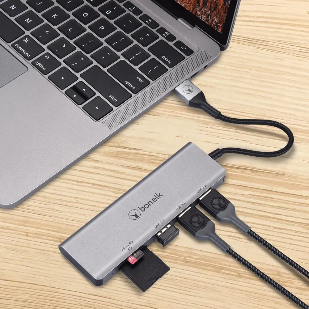 Bonelk Long-Life USB-A to 3 Port USB 3.0 + SD/Micro SD Reader