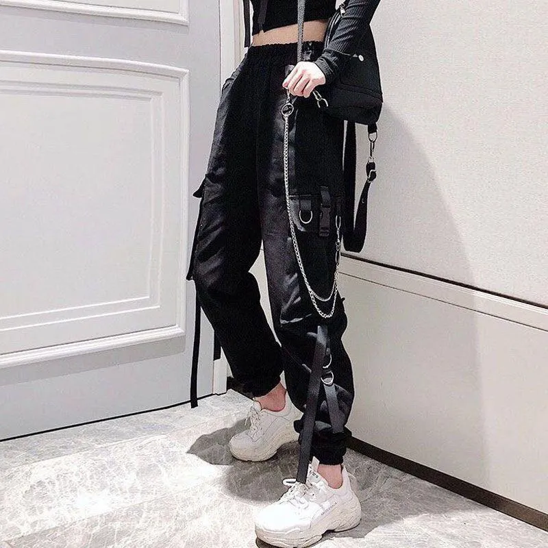 Casual Harem Pants for Punk Style - Featuring Convenient Pockets for a Functional and Fashionable Look