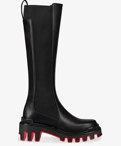 Christian Louboutin Womens Black Marchacroche Dune knee-high leather boots