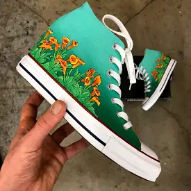 Converse Hi Top - Orange Bloom Flowers