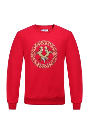 Cotton Sweatshirt with Embroidery – Red