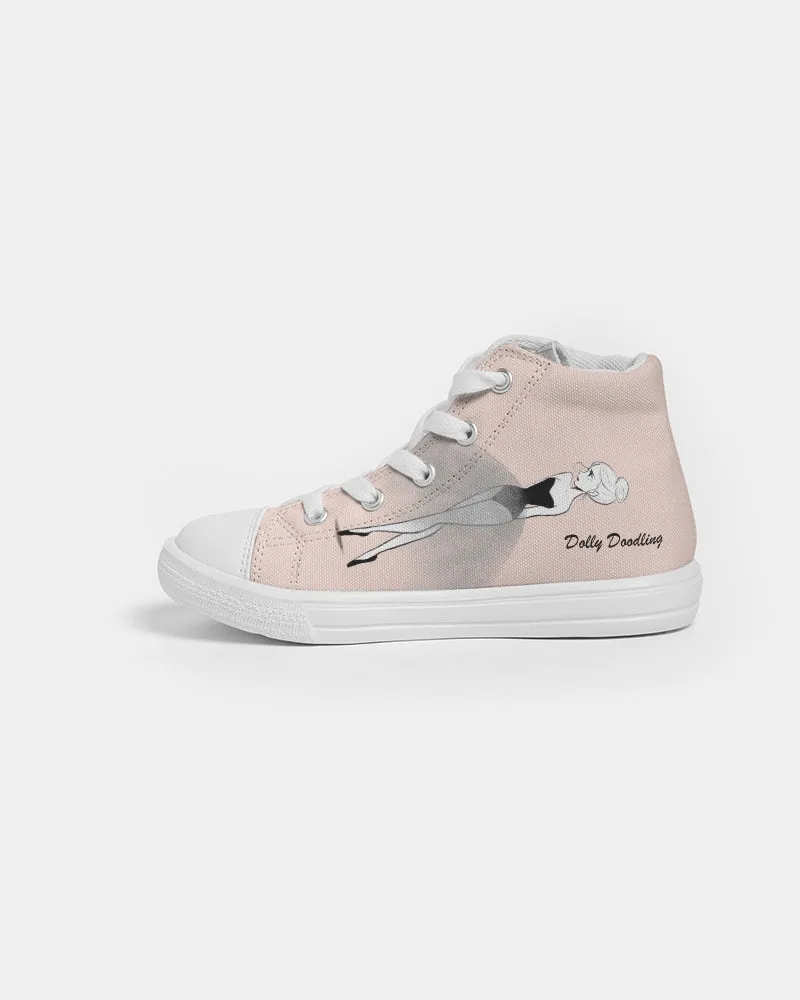 DOLLY DOODLING DOLLY PINK Kids Hightop Canvas Shoe