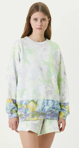 Dries Van Noten  |Crew Neck Flower Patterns Long Sleeves Cotton