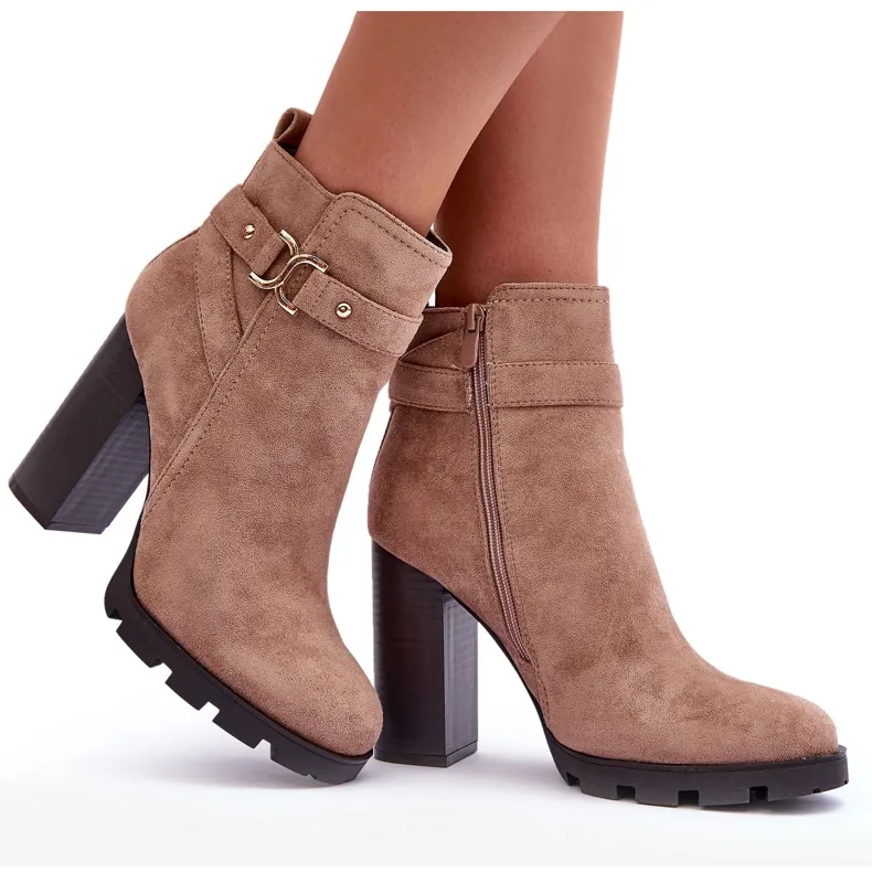 FB2 Liani Suede High Heel Boots Beige