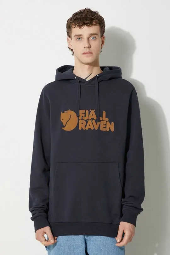 Fjallraven cotton sweatshirt men's navy blue color