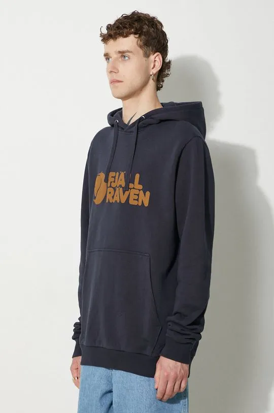 Fjallraven cotton sweatshirt men's navy blue color