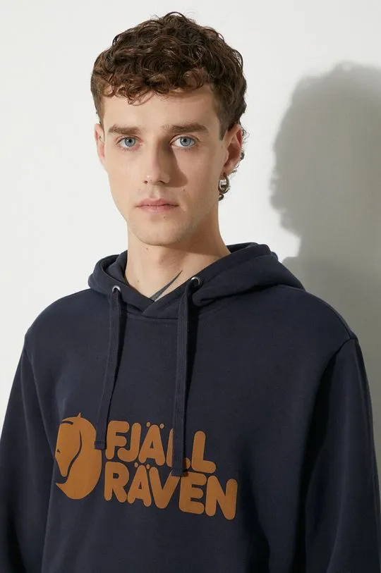 Fjallraven cotton sweatshirt men's navy blue color