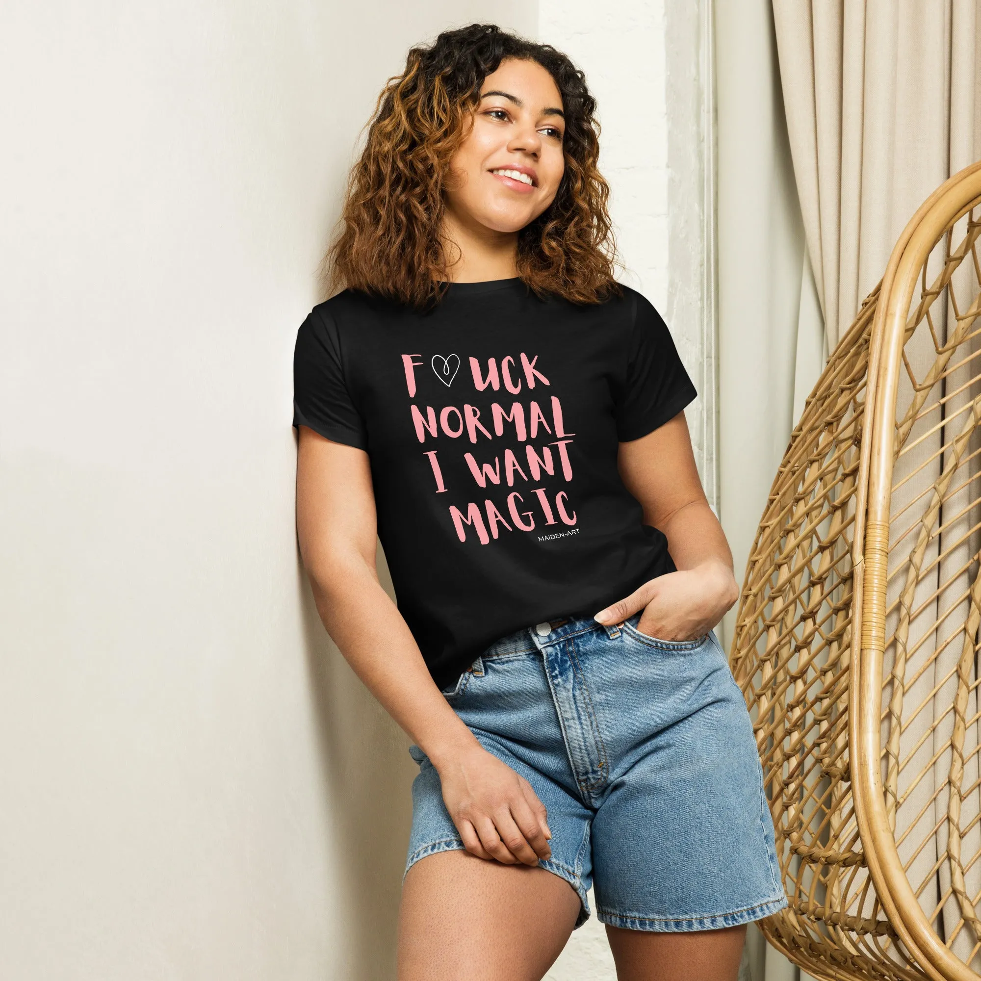 F*UCK NORMAL I WANT MAGIC Women’s high-waisted t-shirt