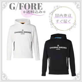 G FORE  |Long Sleeves Plain Cotton Logo Hoodies & Sweatshirts