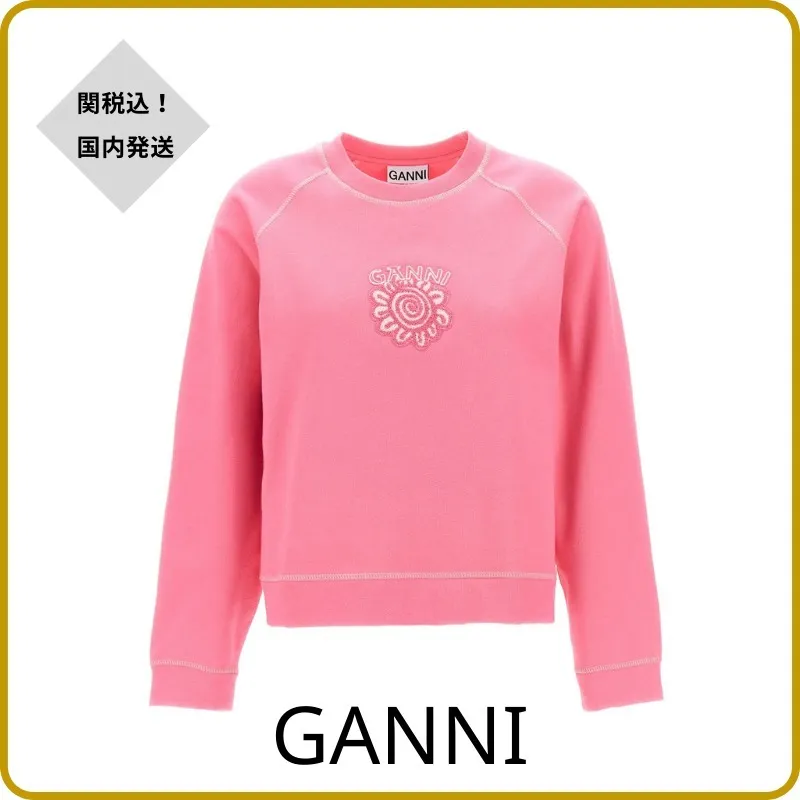 Ganni  |Long Sleeves Logo Hoodies & Sweatshirts