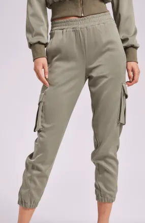 Generation Love Chandra Satin Joggers in Sage