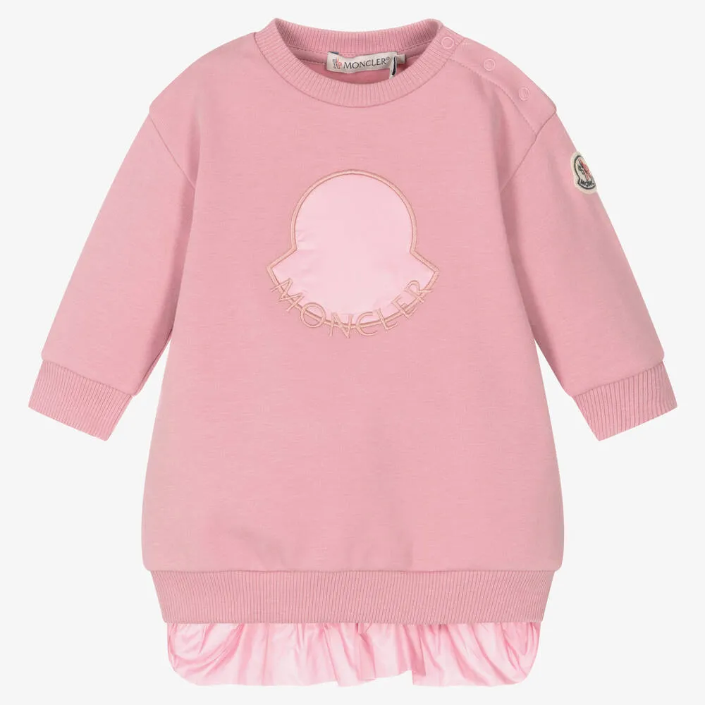 Girls Lilac Pink Cotton Sweatshirt Dress