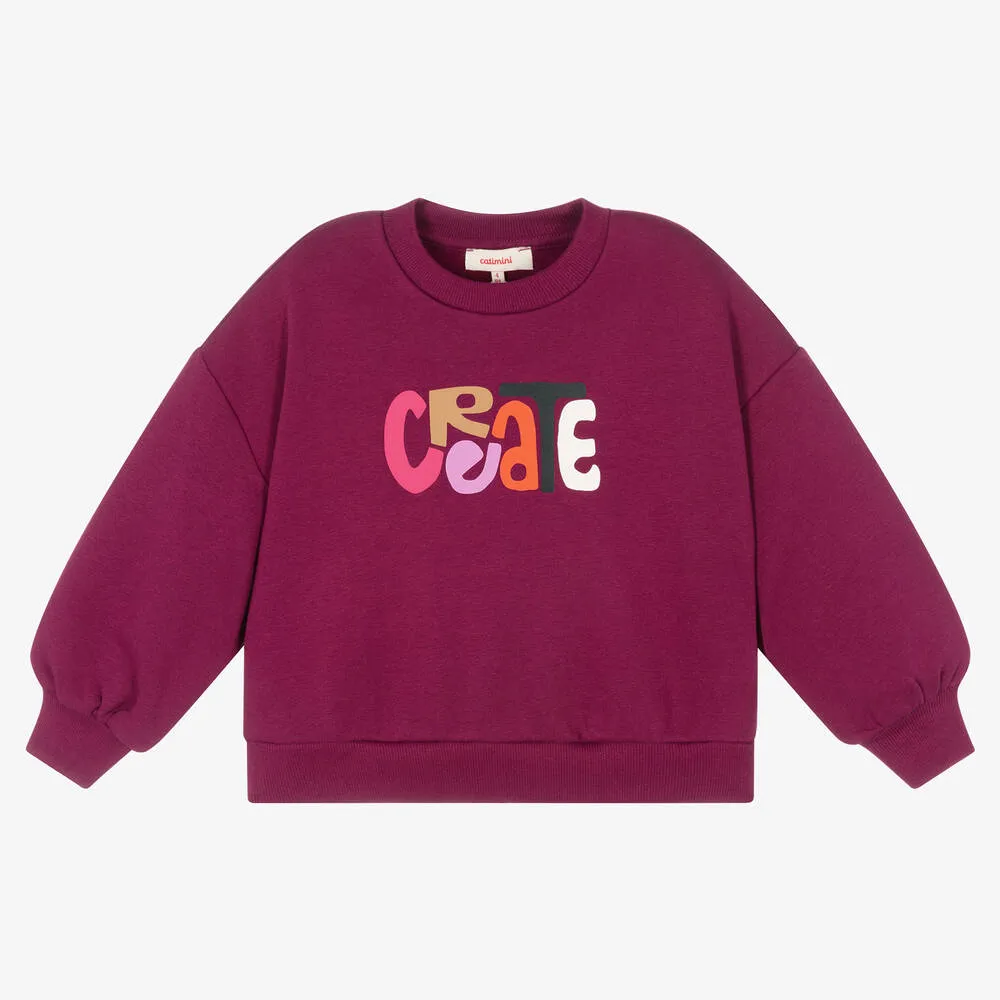 Girls Purple Cotton Sweatshirt