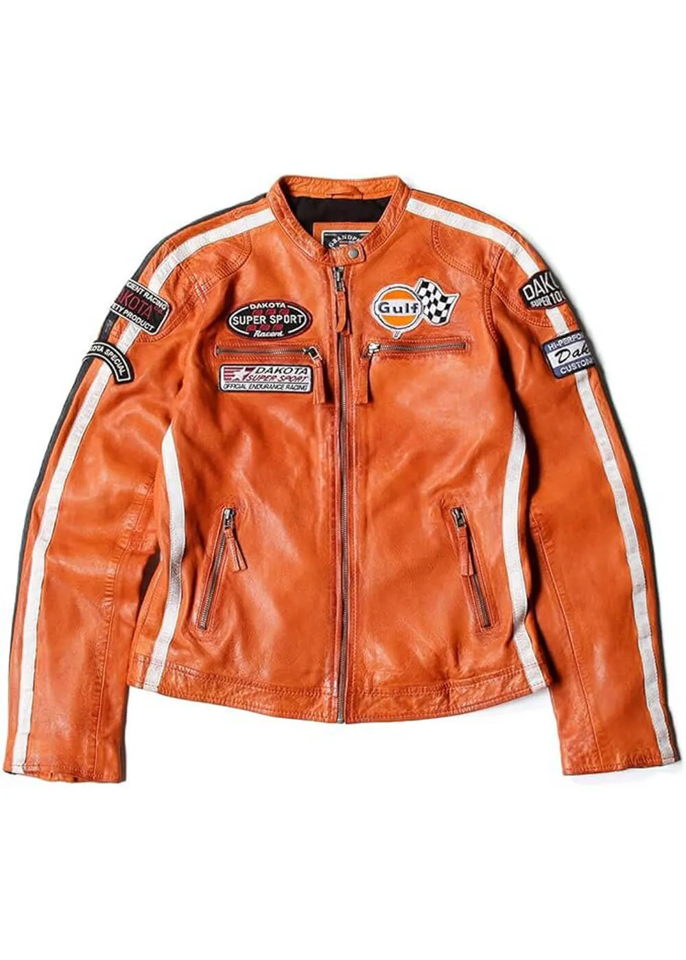 Grand Prix Women's Gulf Racing Leather Jacket Orange