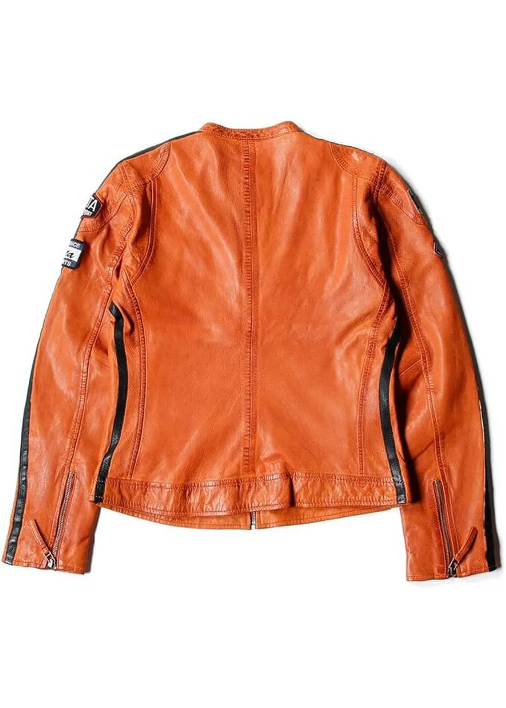 Grand Prix Women's Gulf Racing Leather Jacket Orange