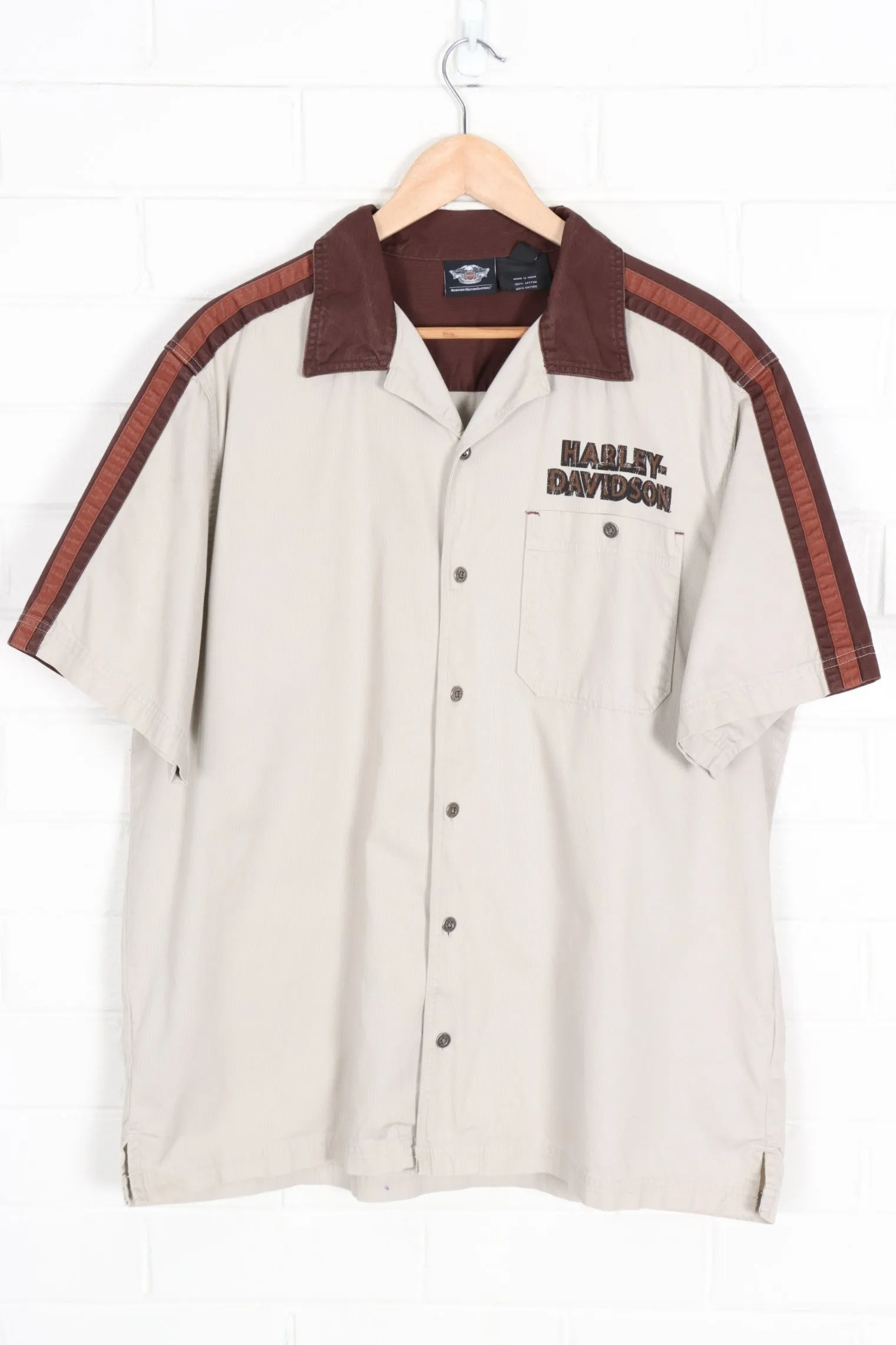 HARLEY DAVIDSON Brown Tones Eagle Wings Short Sleeve Shirt (XXL)