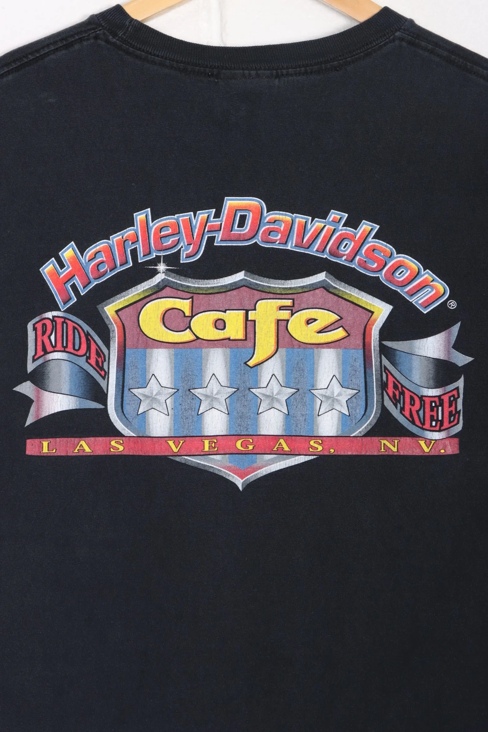 HARLEY DAVIDSON Cafe Las Vegas Fireworks Front Back Tee USA Made (XL)