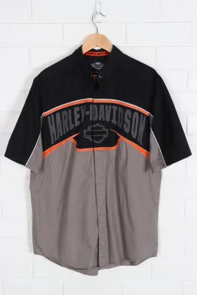 HARLEY DAVIDSON Embroidered Black & Grey Shirt (L)