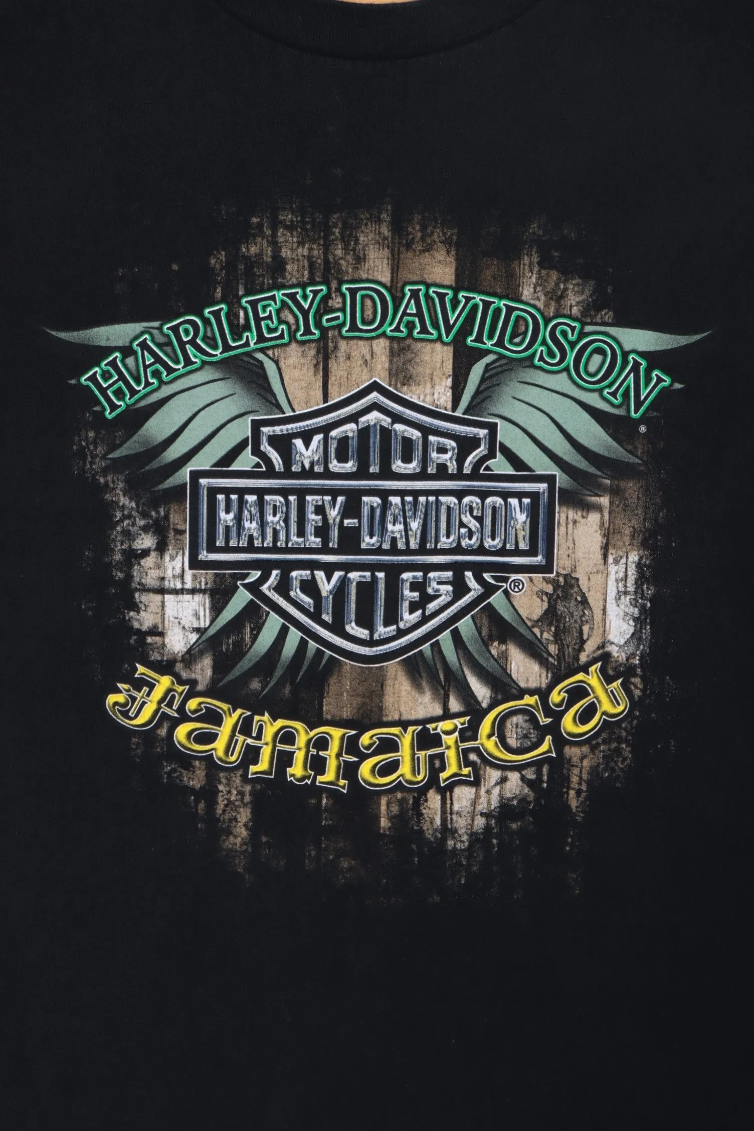 HARLEY DAVIDSON Jamaica Pirate Skull Front Back T-Shirt (L)