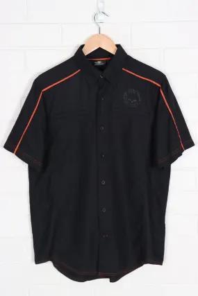 HARLEY DAVIDSON Orange & Black Skull Button Up Shirt (M-L)