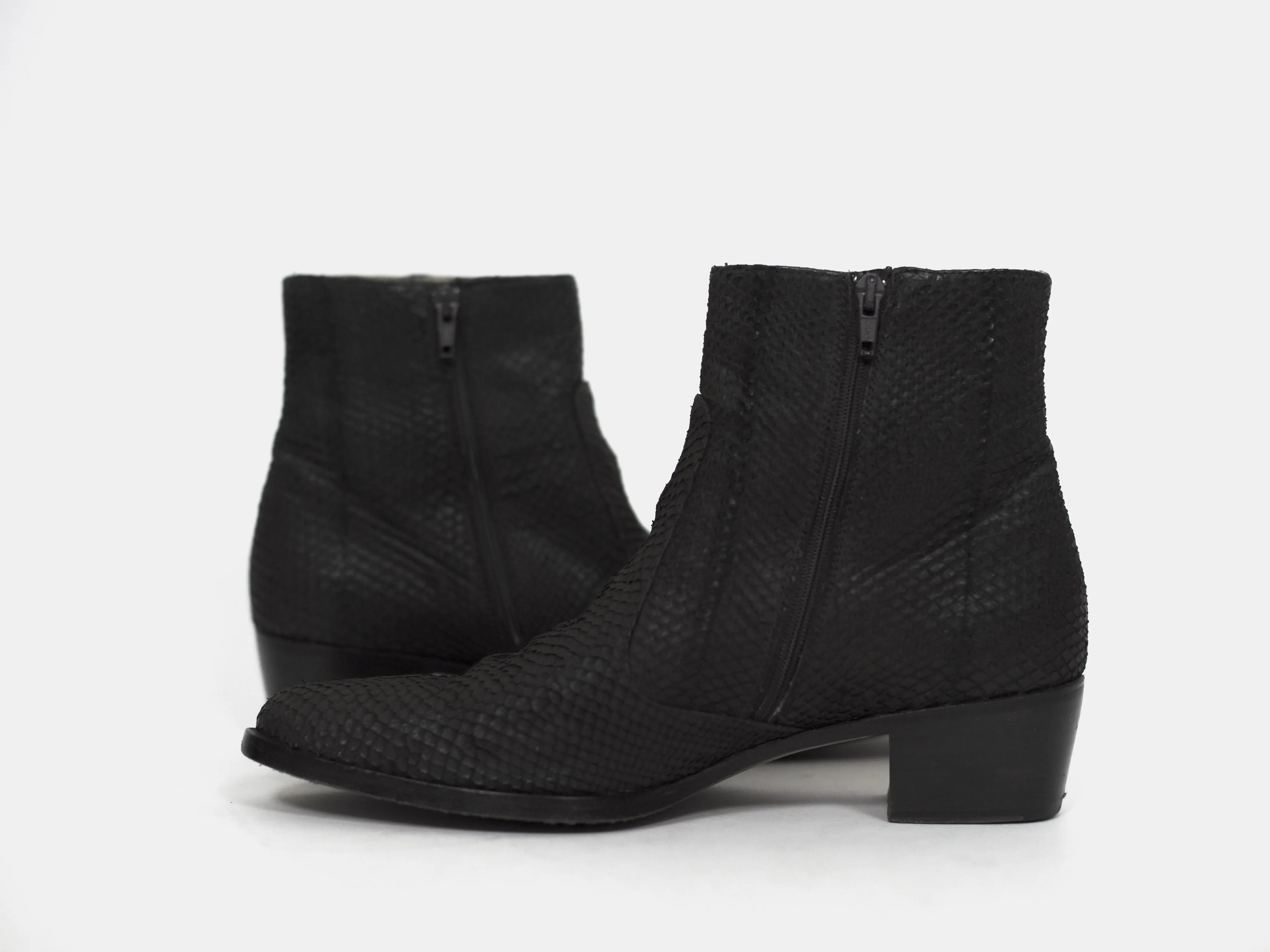 Helmut Lang 00s Perch Leather Cuban Heel Boots