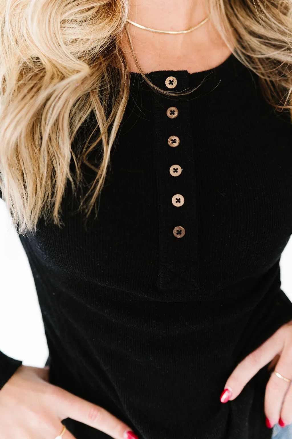 Henley Top in Black