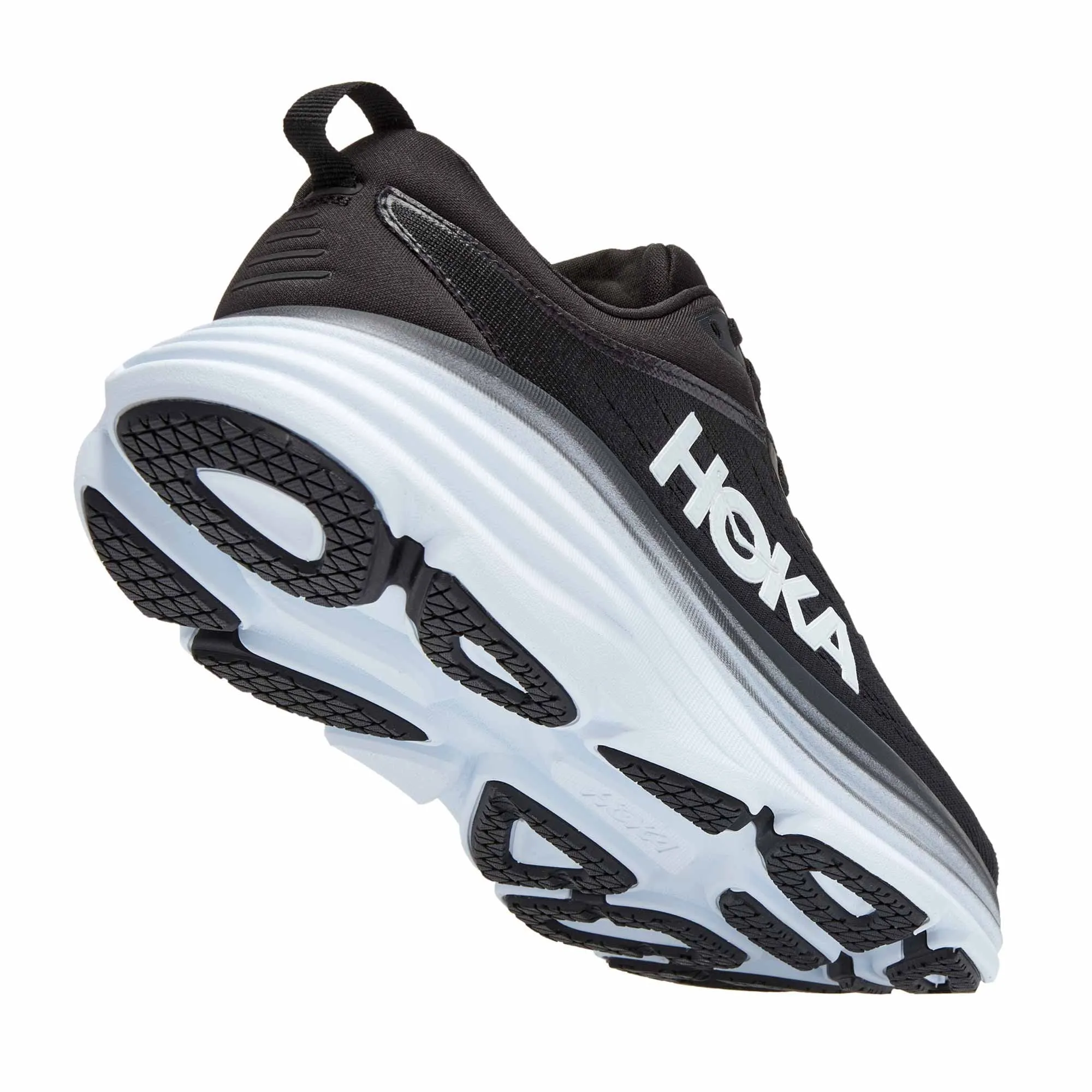 Hoka  Bondi 8 Wide 2E Mens Running Shoes Black/White