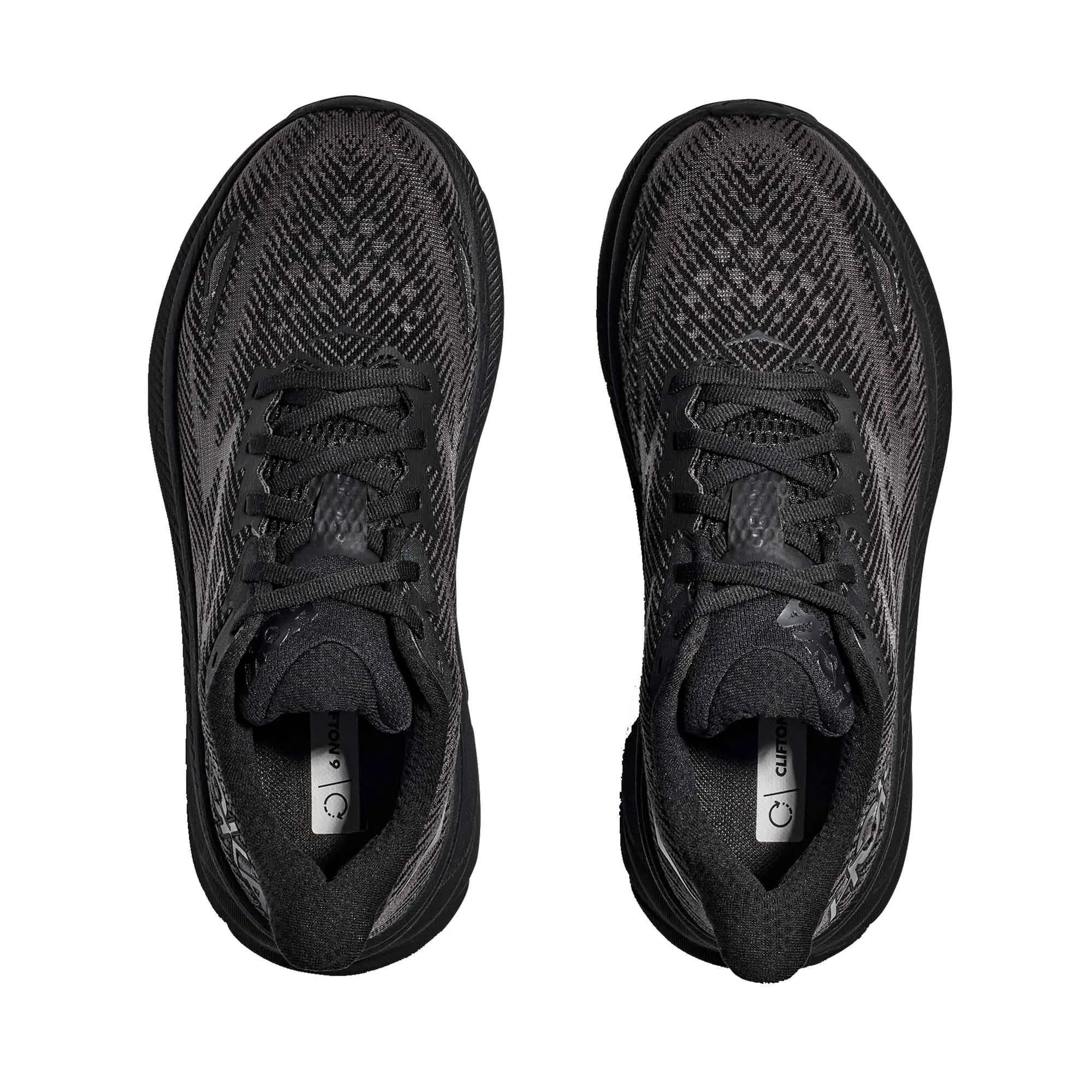 Hoka  Clifton 9 Wide 2E Mens Running Shoes Black/Black