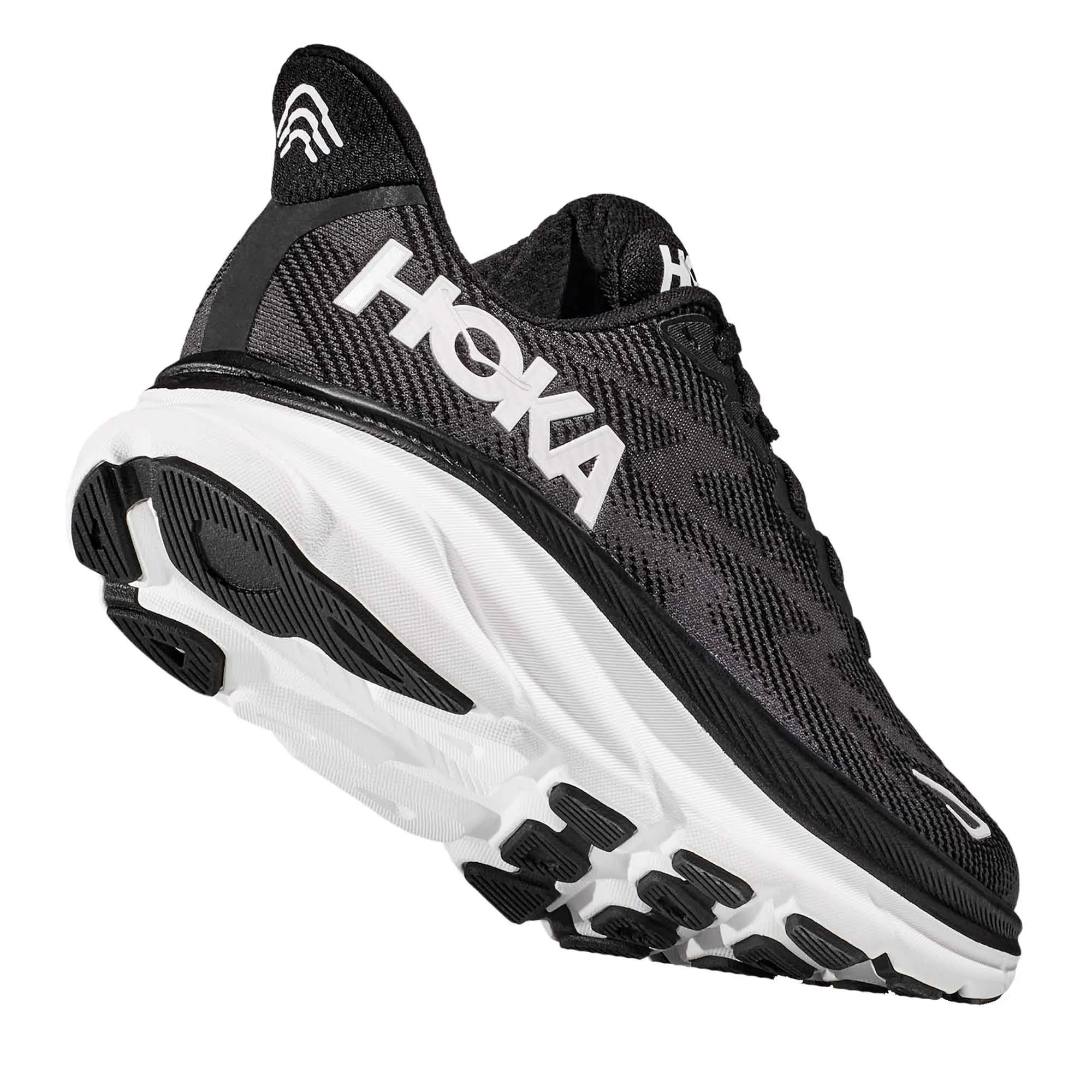 Hoka  Clifton 9 Wide 2E Mens Running Shoes Black/White