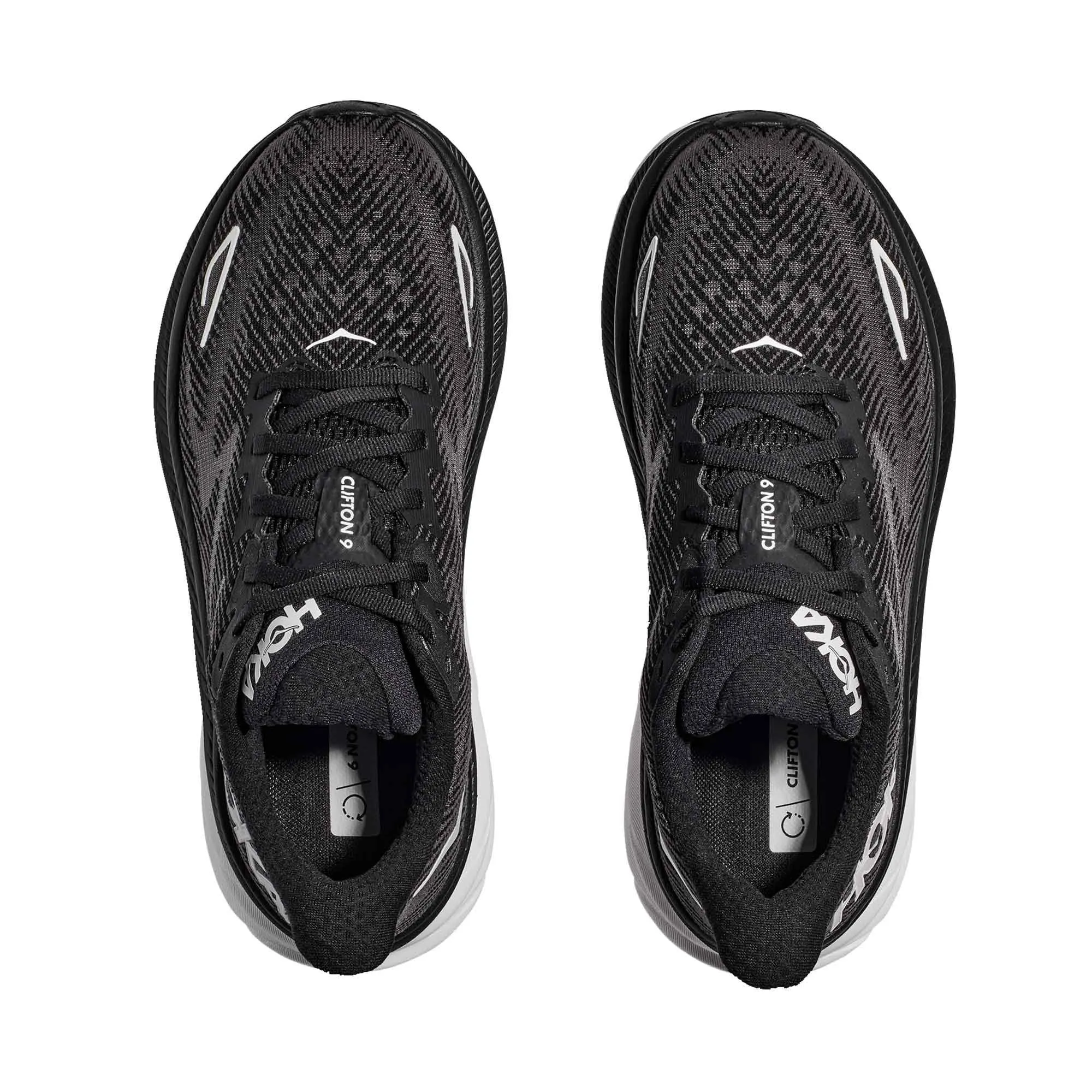 Hoka  Clifton 9 Wide 2E Mens Running Shoes Black/White